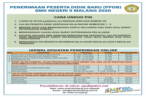 Cara Unduh PIN dan Jadwal Penerimaan Online