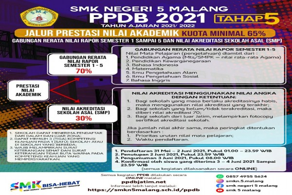 PPDB TAHAP 5 JALUR PRESTASI NILAI AKADEMIK