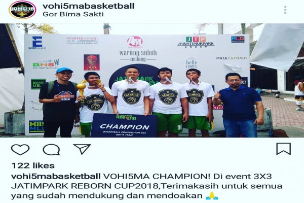 Tim Basket SMK Negeri 5 Malang juara 1 3x3 JATIM Park Reborn Cup 2018 